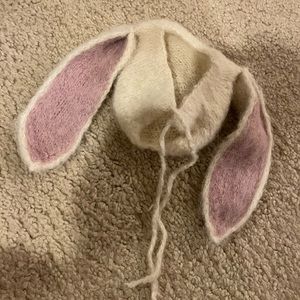 💛 Wool hand-made bunny hat 0-3m